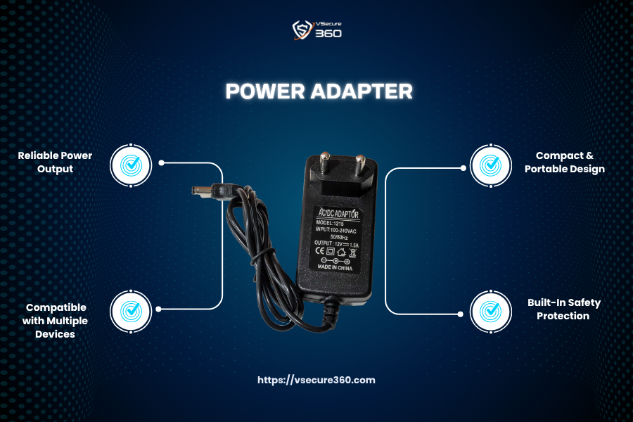 VSecure 360 Power Adapter | Reliable Power Output | Compatible with Multiple Devices | Compact & Portable Design | Built-In Safety Protection