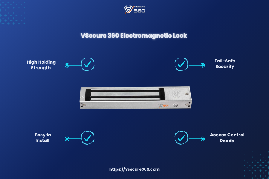 VSecure 360 Electromagnetic Lock | High Holding Strength | Easy Installation | Fail-Safe Security | Access Control Ready